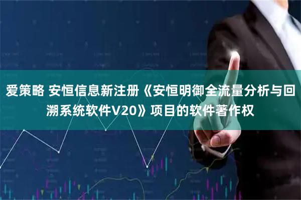 爱策略 安恒信息新注册《安恒明御全流量分析与回溯系统软件V20》项目的软件著作权